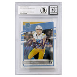 Justin Herbert Autographed Los Angeles Chargers 2020 Donruss Rated Rookie #303 Football Card AUTO GRADE 10
