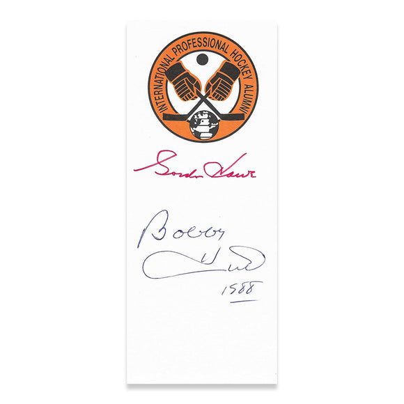 Gordie Howe/Bobby Hull Autographed International Professional Hockey Alumni Index Card