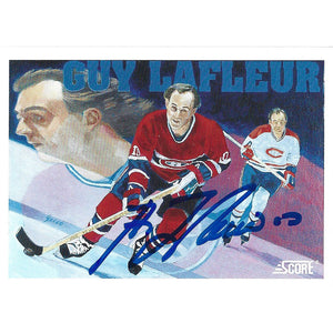 Guy Lafleur (deceased) Autographed 1991 Score Hockey Card (Canadiens)
