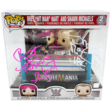 Bret Hart/Shawn Michaels Autographed Large Wrestlemania Funko Pop! Ring Display