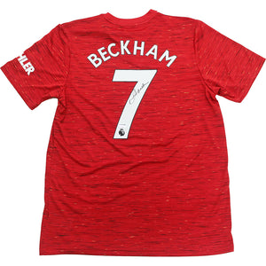 David Beckham Autographed 2020-21 Manchester United Replica Home Jersey