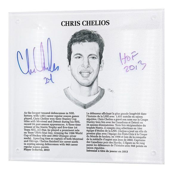 Chris Chelios Autographed NHL Legends HOF Plaque