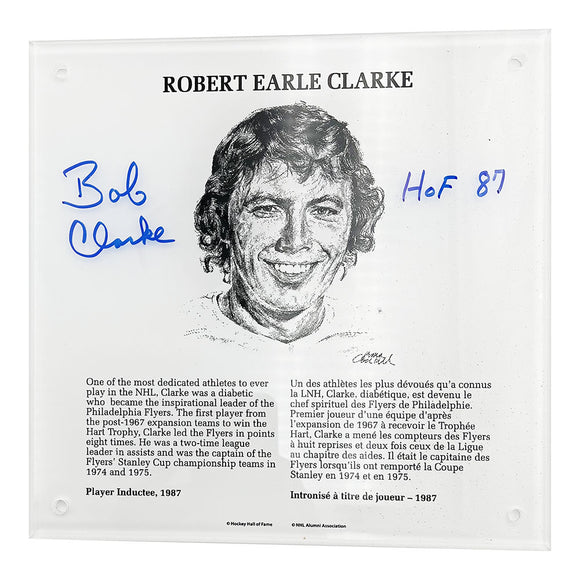 Bobby Clarke Autographed NHL Legends HOF Plaque