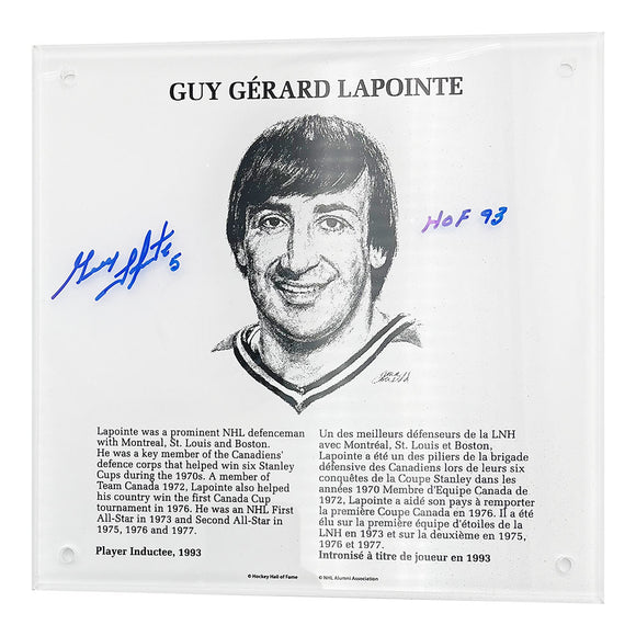 Guy Lapointe Autographed NHL Legends HOF Plaque