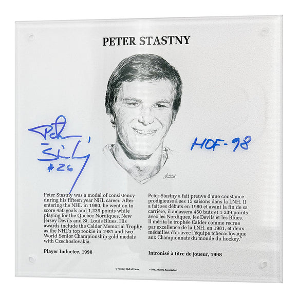 Peter Stastny Autographed NHL Legends HOF Plaque