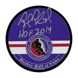 Rob Blake Autographed Hockey Hall of Fame Signature Puck w/"HOF 2014"