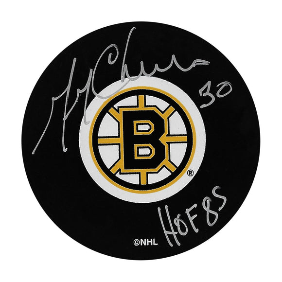 Gerry Cheevers Autographed Boston Bruins Puck