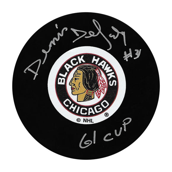 Denis DeJordy Autographed Chicago Blackhawks Puck w/