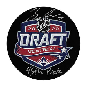 Brock Faber Autographed 2020 NHL Draft Puck w/"45th Pick"