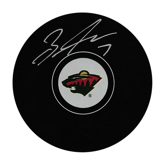 Brock Faber Autographed Minnesota Wild Puck