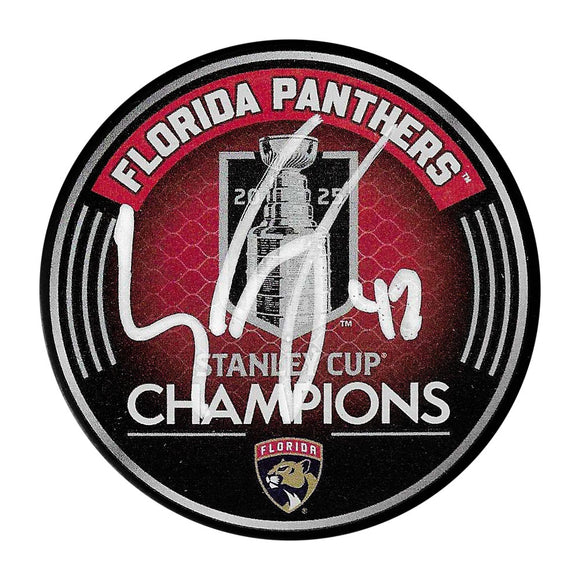 Gustav Forsling Autographed 2025 Stanley Cup Champions Puck