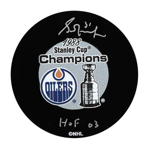 Grant Fuhr Autographed 1988 Stanley Cup Champions Puck