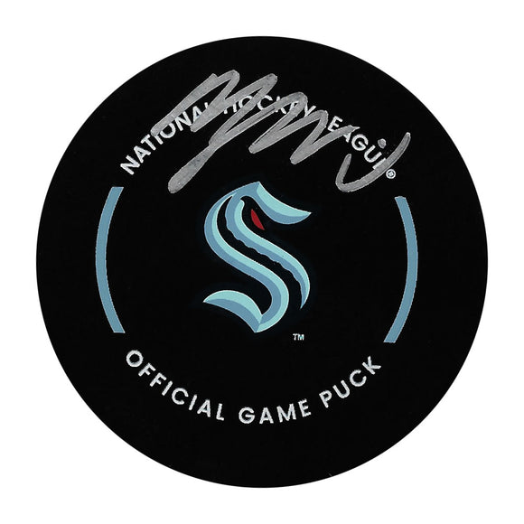 Morgan Geekie Autographed Seattle Kraken Official Game Puck