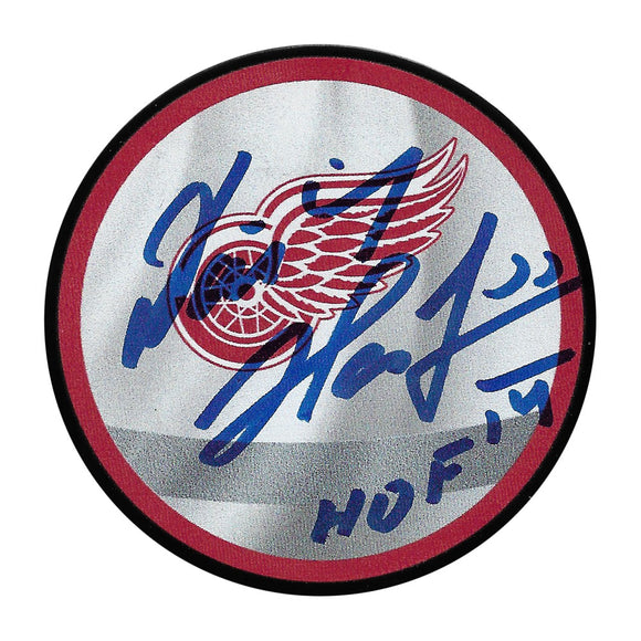 Dominik Hasek Autographed Detroit Red Wings Reverse Retro Puck