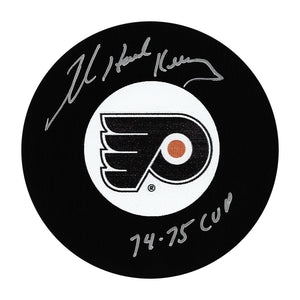 Bob Kelly Autographed Philadelphia Flyers Puck w/"74-75 CUP"