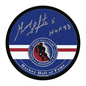 Guy Lapointe Autographed Hockey Hall of Fame Signature Puck (w/"HOF 1993")