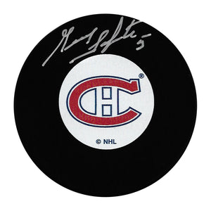 Guy Lapointe Autographed Montreal Canadiens Puck (Original 6 Logo)