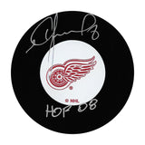 Igor Larionov Autographed Detroit Red Wings Puck w/"HOF 08"