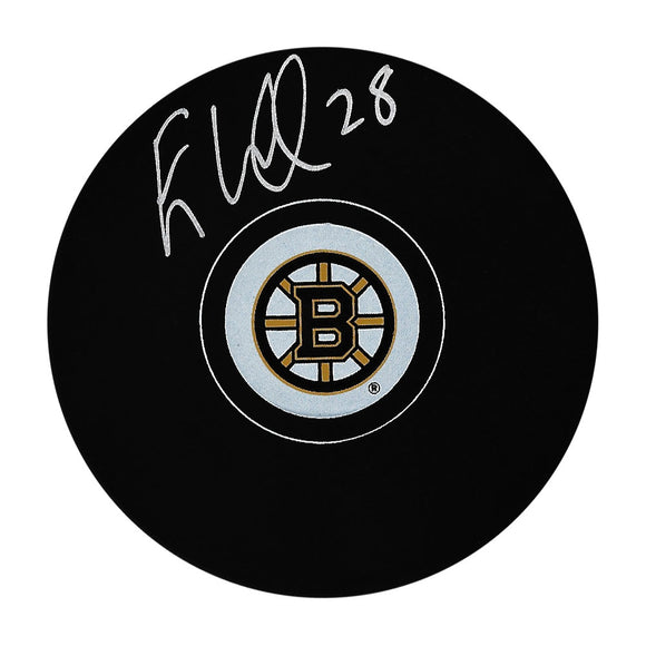 Elias Lindholm Autographed Boston Bruins Puck