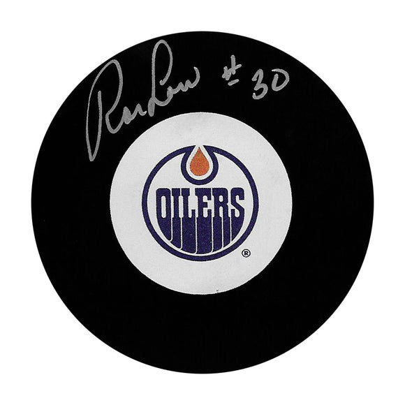 Ron Low Autographed Edmonton Oilers Puck
