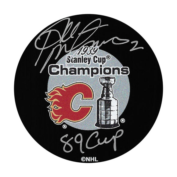 Al MacInnis Autographed 1989 Stanley Cup Champs Puck w/