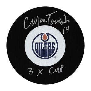 Craig MacTavish Autographed Edmonton Oilers Puck w/"3 X Cup"