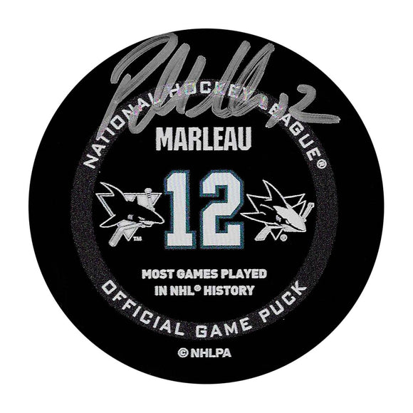 Patrick Marleau Autographed Commemorative 1768th Game Official Game Puck