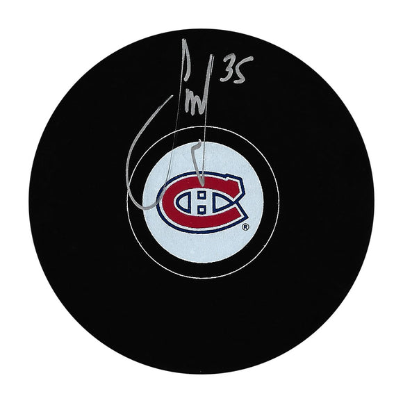 Sam Montembeault Autographed Montreal Canadiens Puck