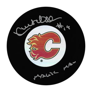 Kent Nilsson Autographed Calgary Flames Puck w/"MAGIC MAN"