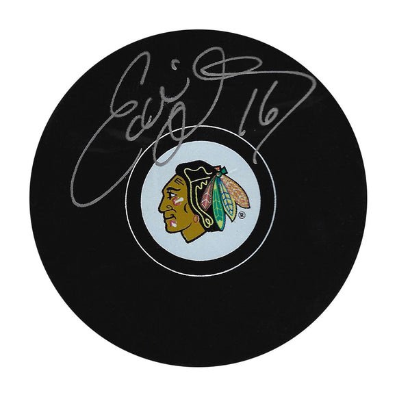 Ed Olczyk Autographed Chicago Blackhawks Puck