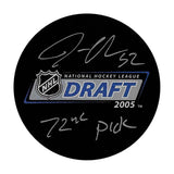 Jonathan Quick Autographed 2005 NHL Draft Puck w/"72nd Pick"