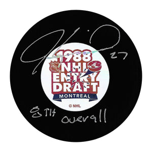 Jeremy Roenick Autographed 1988 NHL Draft Puck w/"8th Overall"