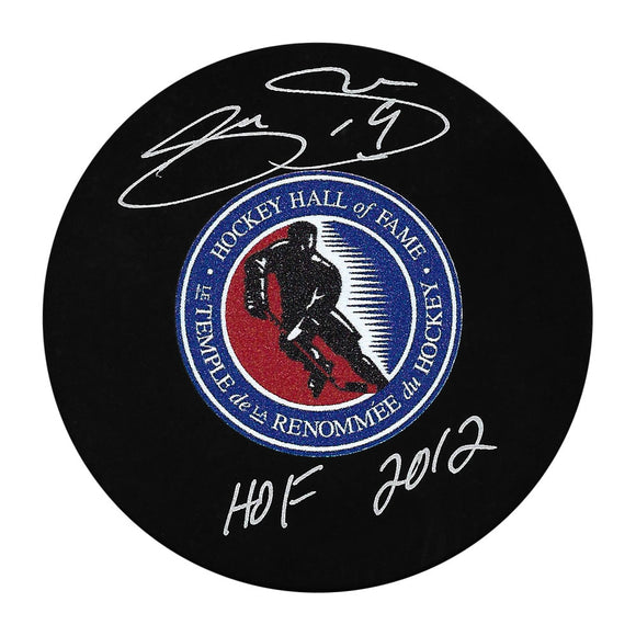 Joe Sakic Autographed Hockey Hall of Fame Puck