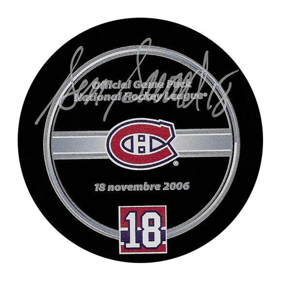 Serge Savard Autographed Retirement Night Official Game Puck