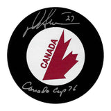 Darryl Sittler Autographed Team Canada Puck w/"Canada Cup 76"