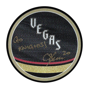 Chandler Stephenson Autographed Vegas Golden Knights Reverse Retro Puck w/"Go Knights!"