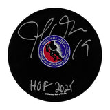 Joe Thornton Autographed Hockey Hall of Fame Puck w/"HOF 2025"