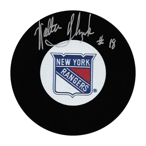 Walt Tkaczuk Autographed New York Rangers Puck