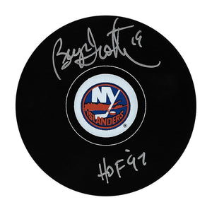 Bryan Trottier Autographed New York Islanders Puck (w/"HOF '97")