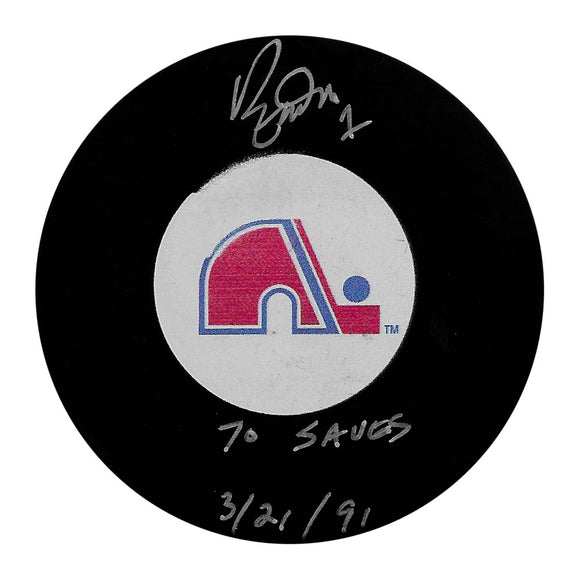 Ron Tugnutt Autographed Quebec Nordiques Puck w/