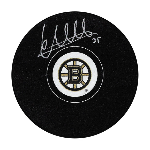 Linus Ullmark Autographed Boston Bruins Puck