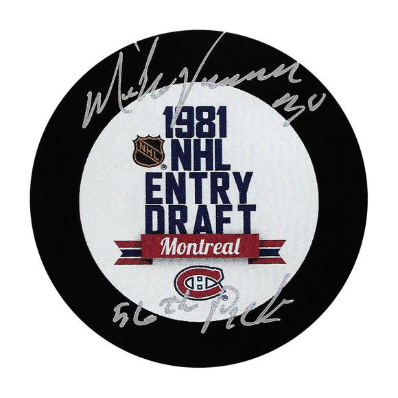 Mike Vernon Autographed 1981 NHL Draft Puck w/