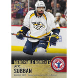 P.K. Subban 2018 UD NHCD Memorable Moments Hockey Card