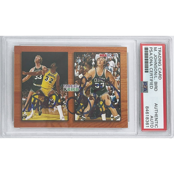 Larry Bird/Magic Johnson Autographed 1994 NBA Hoops #MB1 Basketball Card