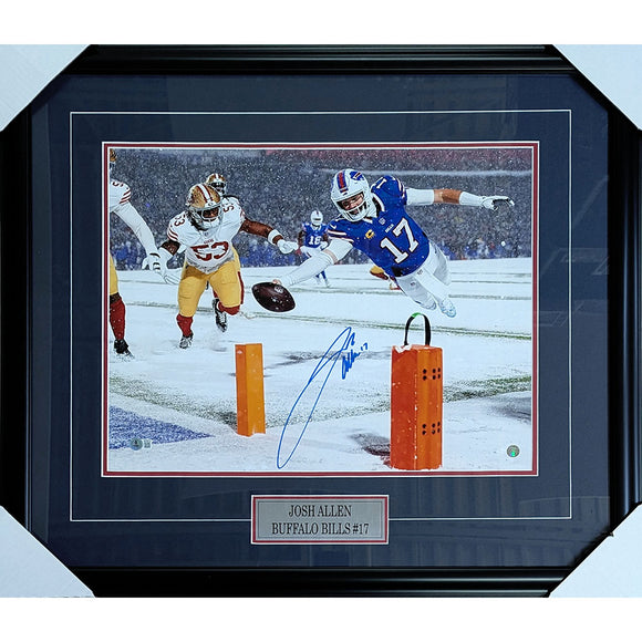 Josh Allen Framed Autographed Buffalo Bills 16X20 Photo (End Zone Dive)