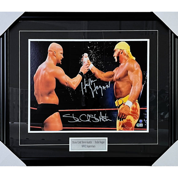 Steve Austin/Hulk Hogan Framed Autographed 16X20 Photo
