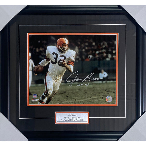 Jim Brown (deceased) Framed Autographed Cleveland Browns 11X14 Photo