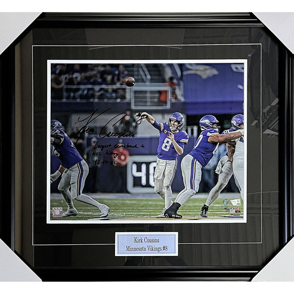 Kirk Cousins Framed Autographed Minnesota Vikings 16X20 Photo w/Inscription