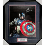 Chris Evans Framed Autographed "Captain America" 17X22 Canvas