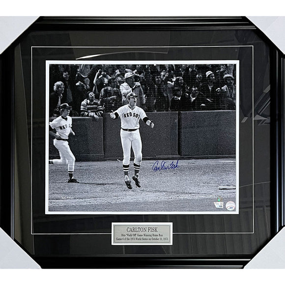 Carlton Fisk Framed Autographed Boston Red Sox 16X20 Photo